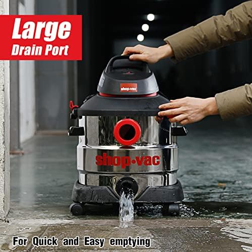Shop-Vac 5989400 8 Gallon 6.0 Peak HP Wet/Dry Vacuum + 1-1/4" Round Brush 2 Pack… - Image 4