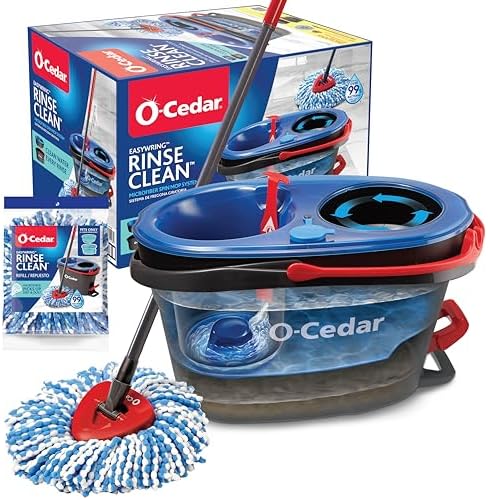 O-Cedar RinseClean Spin Mop & Bucket System + 1 Extra Mop Head | Clean with Clean Water | Removes 99% of Bacteria by Unknown