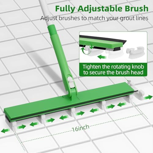 Grout Cleaner Brush with 66'' Long Handle Stiff Bristle Multi-Line Cleaner Adjustable Heads Grout Scrub Crevice Cleaning Brush for Tile Floor, Shower, Bathroom, Kitchen, Wall - Image 2