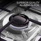 Disposable Gas Burner Liners (100 Pack) Aluminum Foil Square Gas Stove Burner Covers - 8.5 Inch Gas Range Protector, Stove Top Covers for Gas Burners, Foil Liners to Catch Oil, Grease, and Food Spills - Image 5