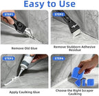 Silicone Caulking Tool Kit, Caulk Remover Tool, Putty Knife Scraper, 3 Glass Glue Corner Scrapers, Grout Removal Tool with Stainless Steel Head for Kitchen Bathroom and Window - Image 3