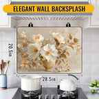 NYZE Gold Leaves & Cream Floral Stove Top Cover for Electric/Glass Stove, Flat Top Cooktop Protector, Electric Cooktop Cover, Extra Counter Space for Kitchen - Image 3