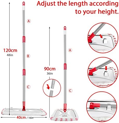 Hardwood Floor Mop,Extended Large Flat Floor Mop with 5 Washable Pads - Image 6