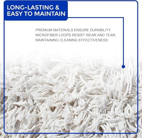 Nine Forty 60" Premium Cotton Dust Mop Kit - Heavy Duty Mop Head with Wood Handle for Industrial, Commercial, and Residential Cleaning - Dry Floor Duster for Hardwood Surfaces - White - Image 5