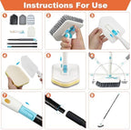 Long Handled Scrub Brush for Shower,3-in-1 Cleaning Brushes with 3 Different Function Cleaning Heads Brush for Shower Cleaning Bathroom Kitchen Walls Tub Tile (White) - Image 6