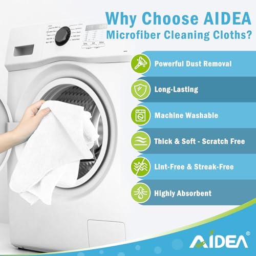 AIDEA White Microfiber Cleaning Cloth, 50PK, Cleaning Rags 11.5"x 11.5" - Image 3