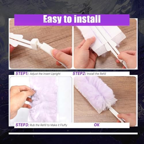 Duster Refills Compatible with Swiffer Duster, Heavy Duty Multi Surface Duster Replacement with 1 Extra Handle for Cleaning Furniture, Blinds, Ceiling Fans and Car (Purple-50Pack) - Image 5