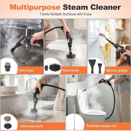 CE-01 Portable Steam Cleaner with Accessory Kit, High Temperature Handheld Steam Cleaning Machine for Home, Kitchen, Bathroom, Tile Grout, Sink, Range Hood, Car Interior and Household Surfaces - Image 4