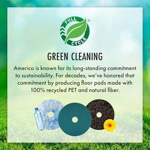 Americo Red Buffer Floor Pad, for Light Cleaning and Buffing, 14"x28", 5 Pads/Case, Made of 100% Recycled Content, USA Made - Image 6