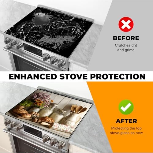 Heat-resistant Stove Top Cover - 28.5" X 20.5" Cooktop Protector Covers, Scratch-resistant Washable Pad Kitchen Countertop Mat (Vase, 28.5" x 20.5") - Image 5