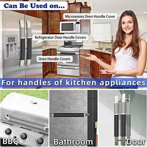 MRKG Refrigerator Door Handle Covers, Set of 6, Keep Your Kitchen Appliance Clean from Smudges, Drips, Food Stains, Oil. Washable Without Fading or Cracking. (Black&Grey) - Image 4