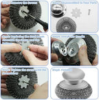 2Pcs Stainless Steel Wool Scrubber Sets, Dish Scrubber with Long Short Handle Stainless Steel Scrubber Cleaning Brush Metal Scrubber with Replacement, Steel Scrubber for Dishes Tableware Home Kitchen - Image 6