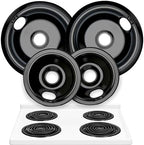 Electric Stove Drip Pans Set of 4 (2 x 6-Inch & 2 x 8-Inch) Replacement Stove Drip Pans for Electric Stove Compatible with 318067041 & 318067051, Frigidaire, Kenmore, Tappan & More by LindasEssentials