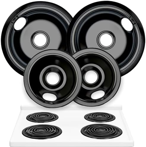 Electric Stove Drip Pans Set of 4 (2 x 6-Inch & 2 x 8-Inch) Replacement Stove Drip Pans for Electric Stove Compatible with 318067041 & 318067051, Frigidaire, Kenmore, Tappan & More by LindasEssentials