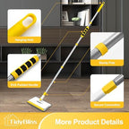 TidyBliss Baseboard Cleaner Tool with Handle, 55.9” Long Wall and Base Board Cleaning Mop, 4 Reusable Pads, 1 Stiff Bristle Scrubber Brush for Floorboard Ceiling Cabinet Window Bathroom (Yellow) - Image 6