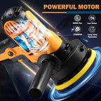 CJC Buffer Polisher - 110V 600W Variable Speed Machine - Random Orbital Buffer for Floor, Car, Furniture, Metal Waxing and Polishing With Professional Buffing Kit(16pcs) - Image 2