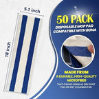 50-Pack Disposable Microfiber Pads for 16-18" Flat Mop, for Bona/Rubbermaid - Image 2