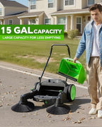 43" Walk-Behind Hand Push Floor Sweeper Machine(Green) - Image 4