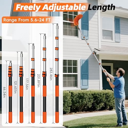 32 Foot High Dusters for Cleaning with 6-24 Foot Heavy Duty Extension Pole - Image 2