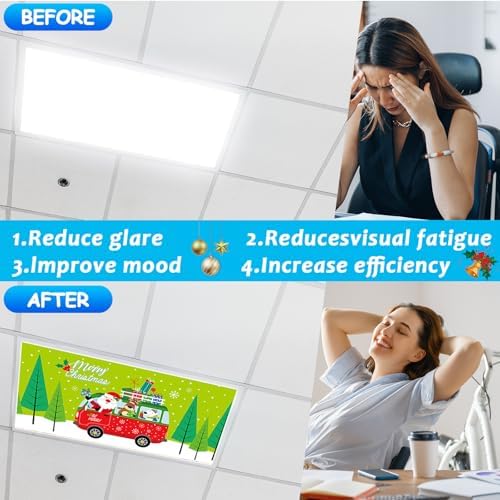 Wiooffen 8Pcs Christmas Fluorescent Light Covers with 80 Magnets Christmas Decoration for Classroom Ceiling Light 4 x 2 Feet Magnetic Lights Covers Filter for Office Hospitals Home Classroom Decor - Image 4