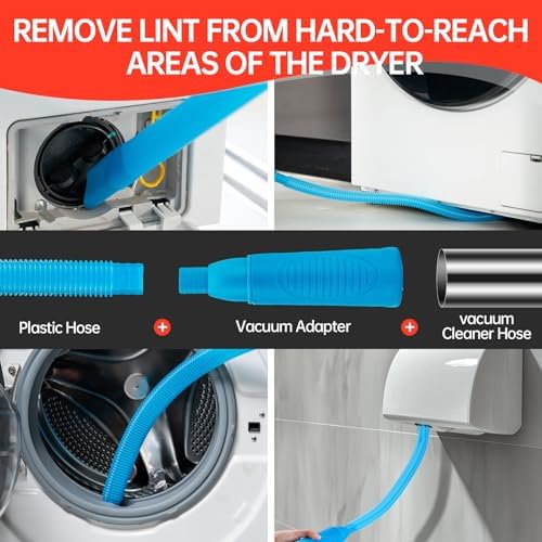 Dryer Vent Cleaner Kit, Bluesea 33-Piece Omnidirectional Dryer Cleaning Kit Include 40 Feet Dryer Vent Brush, Upgrade Noiseless Dryer Lint Vacuum Attachment, Lint Trap Brush, Vacuum & Dryer Adapters - Image 5