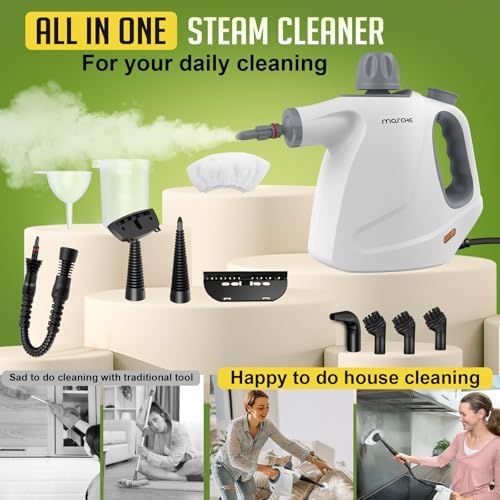 Multi-Surface Handheld Steam Cleaner with 11-Pieces Accessories, 15.2OZ All Natural Pressurized Steamer for Cleaning, Multipurpose Steam Cleaner for Home to Clean Floor, Grout, Tile, Grease and More - Image 4