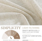 jinchan Beige Rustic Linen Rod Pocket Kitchen Curtains, 26x36, 2 Panels - Image 5