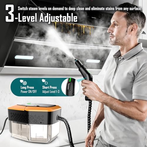 Steam Cleaner, 3-Level Adjustable Handle, 15s Heat-Up, Steamer for Cleaning With 1.8L Large Tank, Dry Burn Protection, Handheld Steam Cleaner for Home, Bathroom, Tile, Grout,Car with 12pcs Accessories - Image 5