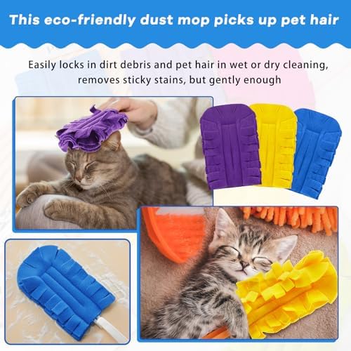 3 Pcs Reusable Duster Refills Washable Pads, Yellow, Blue, Purple - Image 5