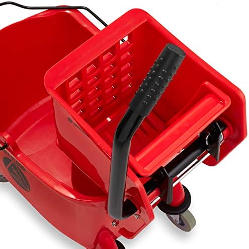 Dryser Commercial Mop Bucket with Side Press Wringer, 26 Quart, Red - Image 4