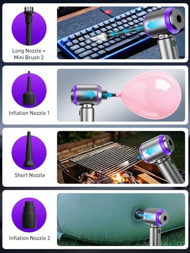 Vacuum/Air Duster Super Power Mini Car Vacuum Cleaner 4-in-1 air Blower Gun - Image 6