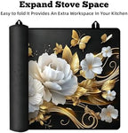 Multi-Design Stove Top Cover for Glass/Electric Stoves - 3-in-1 Heat-Resistant Protector Mat, Non-Slip Drying Rack 30" L x 21" W (Butterfly-Flower) - Image 6