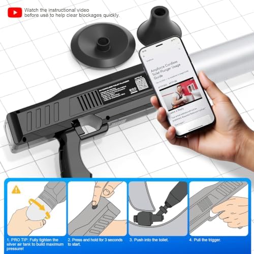 ‌Electric Toilet Plunger for Bathroom, High-Pressure Air Plunger, Heavy-Duty Clog Remover for Toilets, Toilet Drain Unclogger (Ink Black) - Image 6