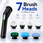 Highyes Electric Spin Scrubber for Bathroom, IPX7 Waterproof Shower Scrubber with Extendable Long Handle, Bathroom Cleaning Scrubber with 7 Reusable Brush Heads (Black) - Image 5