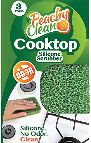 Peachy Clean Silicone Cooktop Sponge Scrubbers, Fresh Peach Scent, Non-Scratch, Odor-Resistant, Durable Household Cleaning Sponges for Dishes, Sinks, & Counter Tops Sponge, 3Pk - Image 5