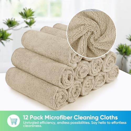 HOMEXCEL Brown Microfiber Cleaning Cloth, Microfiber Towels for Car, 12 PK - Image 4