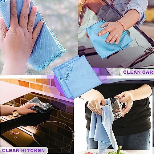 Longmann Window Cleaning Cloth, Glass Cloth, Cleaning Cloth, Streaks Schatches Free (Blue 4 Pack) - Image 3