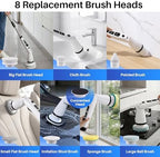 JOYMOOP Electric Spin Scrubber, Cordless Cleaning Brush 450 RPM with 100-Min Runtime, IPX7 Waterproof Power Scrubber with 8 Brush Heads, Adjustable Long Handle for Bathroom, Floor, Tile, Kitchen - Image 5
