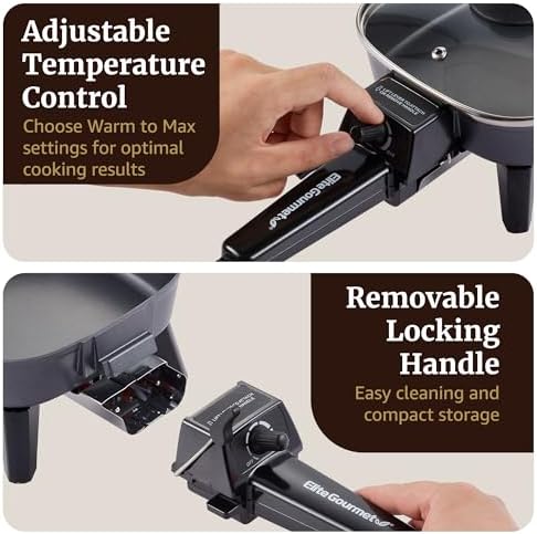 Elite Gourmet 7" Personal Electric Skillet, 600W, Nonstick, Compact Design - Image 4