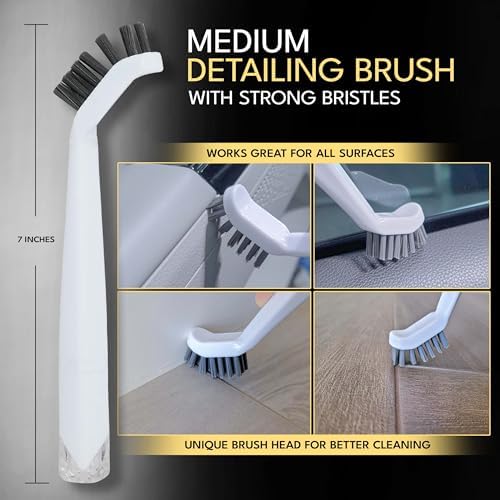 Small Cleaning Brush Set 3pcs—Crevice Brushes for Cleaning—Scrub Brushes Set with Silicone Tipped Scrub Brush—Stiff Handle Miniature Cleaning Brush for Kitchen Uensils, Tight Spaces, Tub, Shower - Image 4
