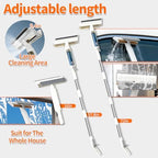 4 in 1 Window Squeegee with Water Tank,Window Cleaner Tool with Remote Control Water Spray,16'' to 72'' Adjustable Extension Pole,Wastewater Tray,Sponge Window Squeegee for Shower Glass Car Window - Image 6