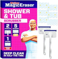 Mr. Clean Magic Eraser Shower & Tub Scrubber, Bathroom Cleaner, All in One Bathroom Cleaner, Lemon Starter Kit, 2 Scrubber, 5 Foaming Magic Erasers, 1 Whole Home Extra Durable Magic Eraser by MrClean
