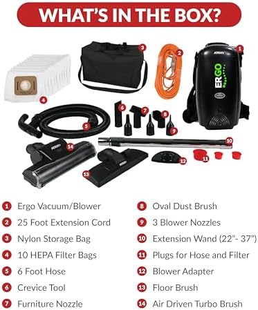 Atrix Ergo Backpack Canister Vacuum, Portable Cleaner with Attachments for Professional and Residential Use, VACBP1-PK Pro Bundle - Image 3