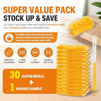 30 Count Duster Refills Kit fit for Swiffer Duster, 360° Heavy Duty Duster Refills, Disposable Microfiber Duster for Cleaning Home (30 Count Refills+1Handle) - Image 5