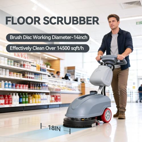 16'' Commercial Floor Scrubber Machine Walk Behind - Image 2