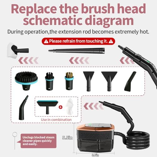 Steam Cleaner for Home & Car, 3-Level Adjustable Steamer for Cleaning with Temp Display,15s Fast Heat,1.8L Large Tank, 4Bar Powerful Steam for Grout,Grease,Tile,Couch,Toilet, Car Detailing,Windows - Image 5