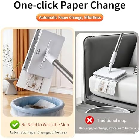 Magic Grip Mini Mop, Snap Grip No-Touch Lazy Mop with 1-Second Cloth Change, 360° Rotating Head for Walls, Floors, Windows, Corners. Cloth-Changing Mini Cleaning Tool with 10 Reusable Microfiber Cloth - Image 2