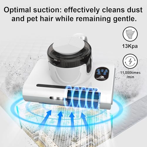 Mattress Vacuum Cleaner,13Kpa Powerful Suction Bed Vaccum Cleaner with UV-C Light,LED Headlights and High Heating Tech,1.2kg Light Weight Handheld vaccum for spot Cleaning,Sofa,Couch Fabric Cleaner - Image 5