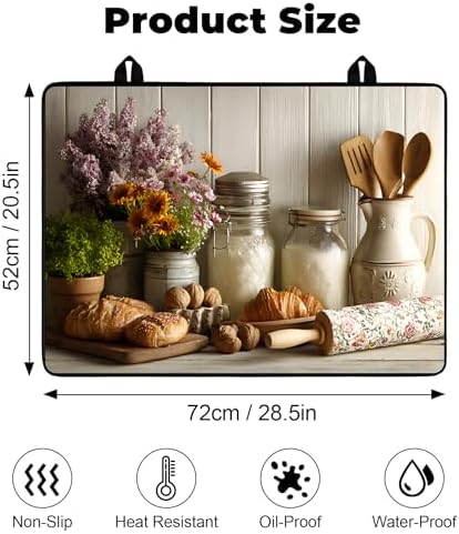 Heat-resistant Stove Top Cover - 28.5" X 20.5" Cooktop Protector Covers, Scratch-resistant Washable Pad Kitchen Countertop Mat (Vase, 28.5" x 20.5") - Image 2
