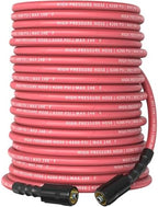 Pressure Washer Hose 100 ft, 4200 PSI Flexible & Kink-Resistant, Steel-Braided & Durable, High Power Washer Hose with M22-14mm Stainless Steel Plug, Hot/Cold Water Compatible - 100 Foot, Red by Unknown